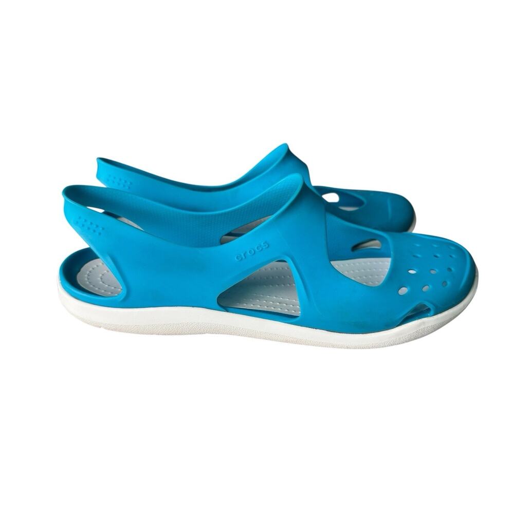 Crocs Womens Swiftwater Wave Electric Blue Sandal Athleisure Comfort Beach Sz 11